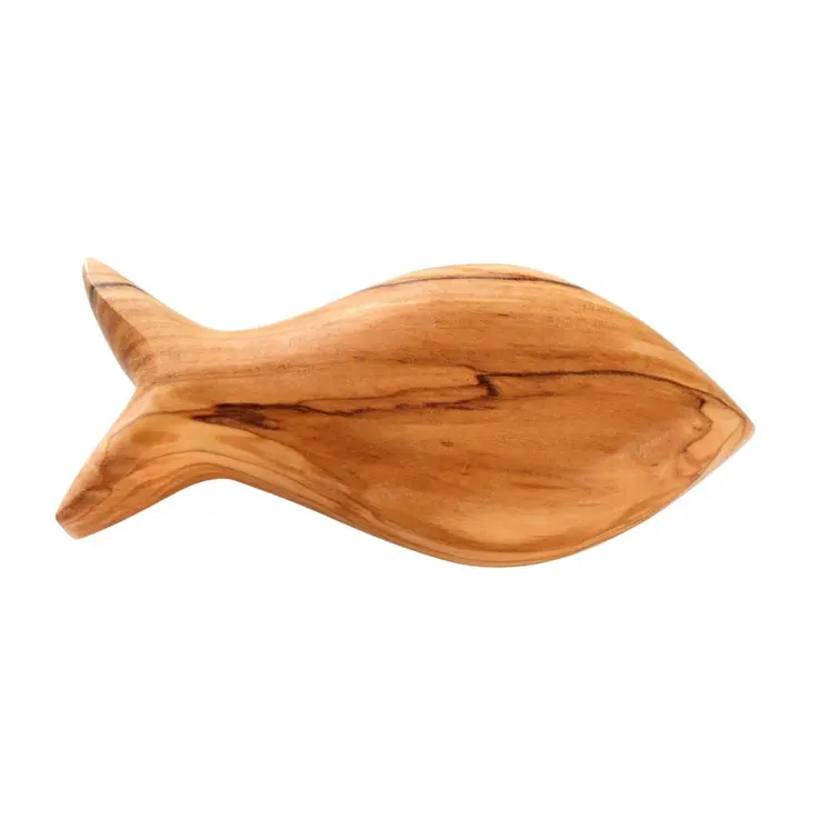 Fish-shaped worry stone made of olive wood