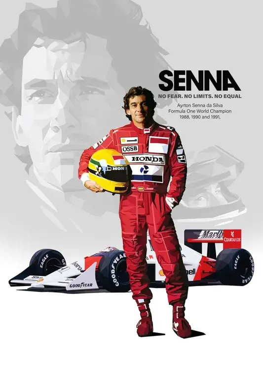 Poster Formel 1 Rennfahrer Rennwagen Ayrton Senna da Silva Legende I Deko Print ohne Rahmen